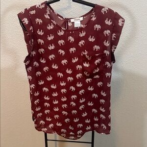 Persaya Maroon Elephant Print Blouse
